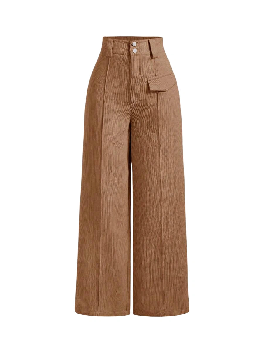 Womens Solid Color Pleated Wide Leg PantsCamel Women PantsWide Leg Women PantsCargo Women
