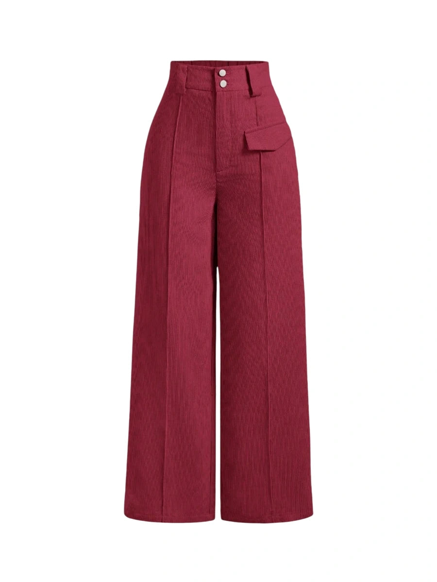 Womens Solid Color Pleated Wide Leg PantsKhaki Women PantsWide Leg Women PantsCargo Women