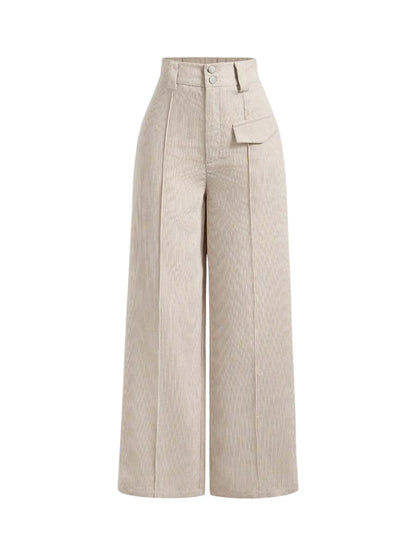 Womens Solid Color Pleated Wide Leg PantsKhaki Women PantsWide Leg Women PantsCargo Women