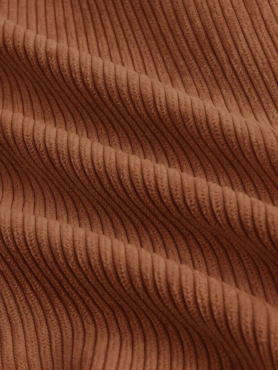 Womens Solid Color Vintage Simple Daily Corduroy Rib PantsKhaki Women PantsWide Leg Women Pants