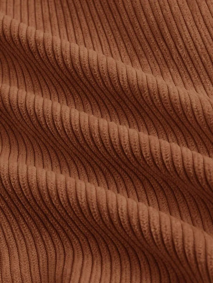 Womens Solid Color Vintage Simple Daily Corduroy Rib PantsKhaki Women PantsWide Leg Women Pants