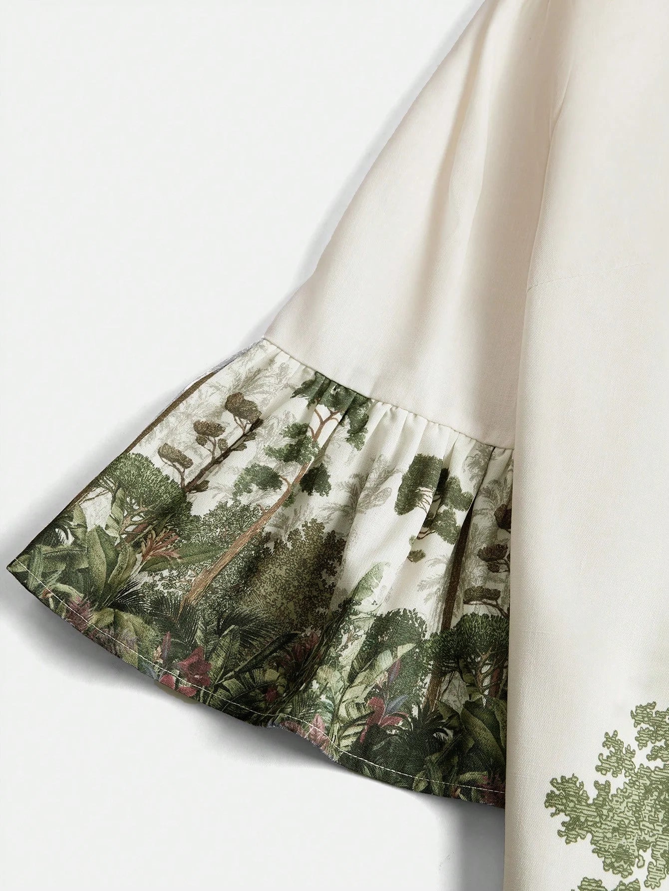 Womens Spring VNeck Long Sleeve Bead Decor Placement Print Long Dress