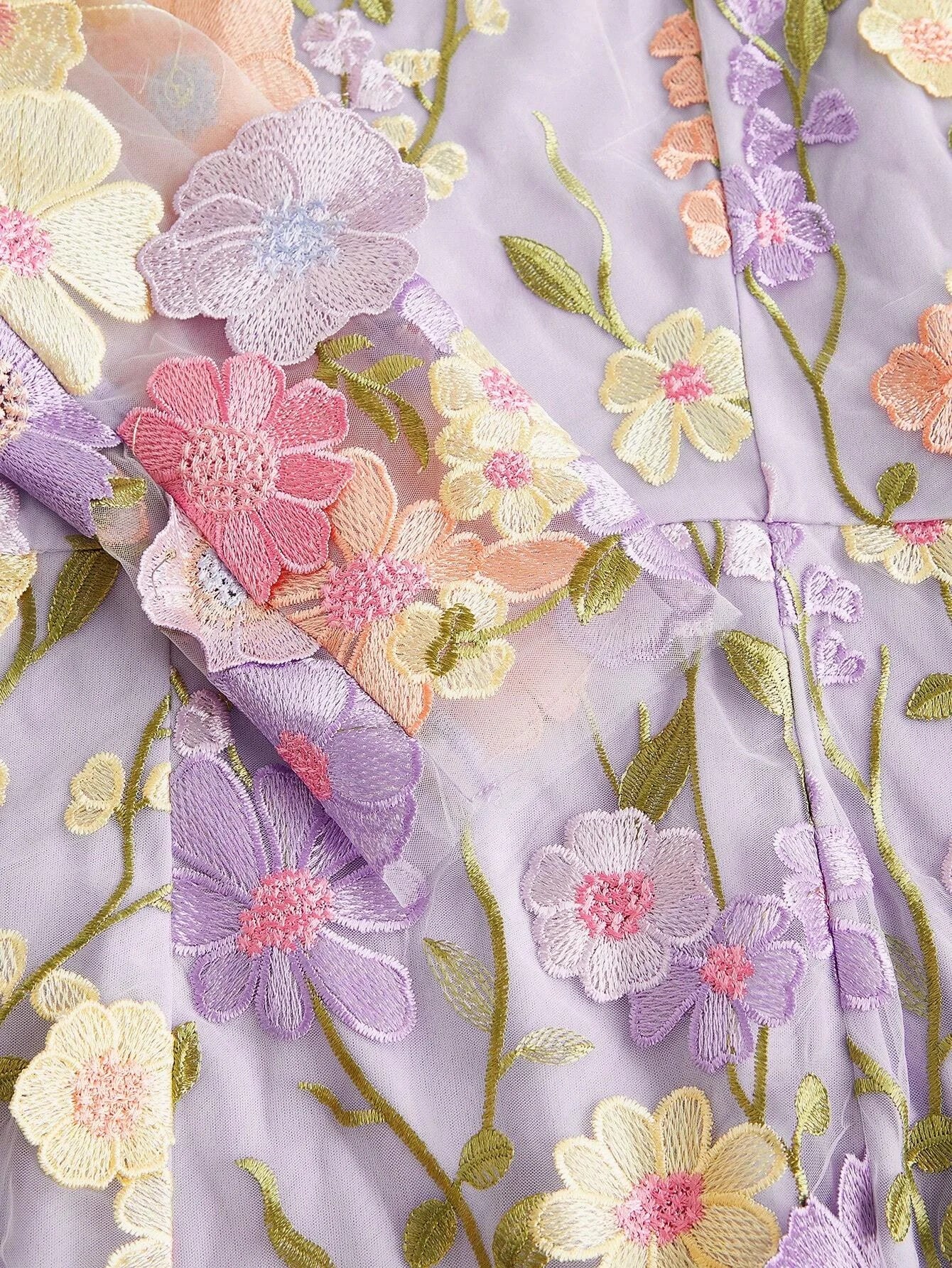 Womens Square Neck Elegant Embroidery Floral Handcrafted ALine Dress Printed Asymmetric Cutting