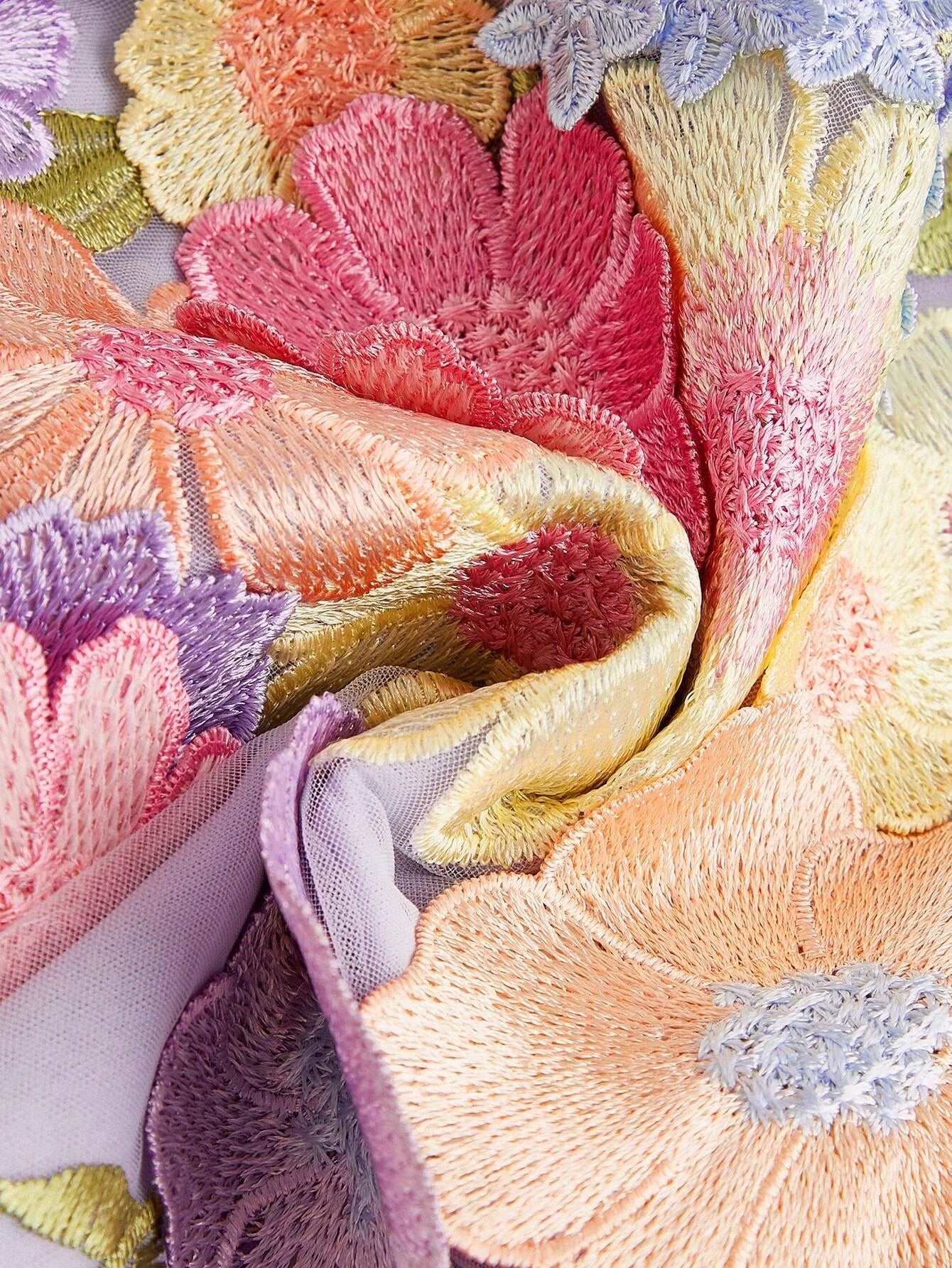 Womens Square Neck Elegant Embroidery Floral Handcrafted ALine Dress Printed Asymmetric Cutting