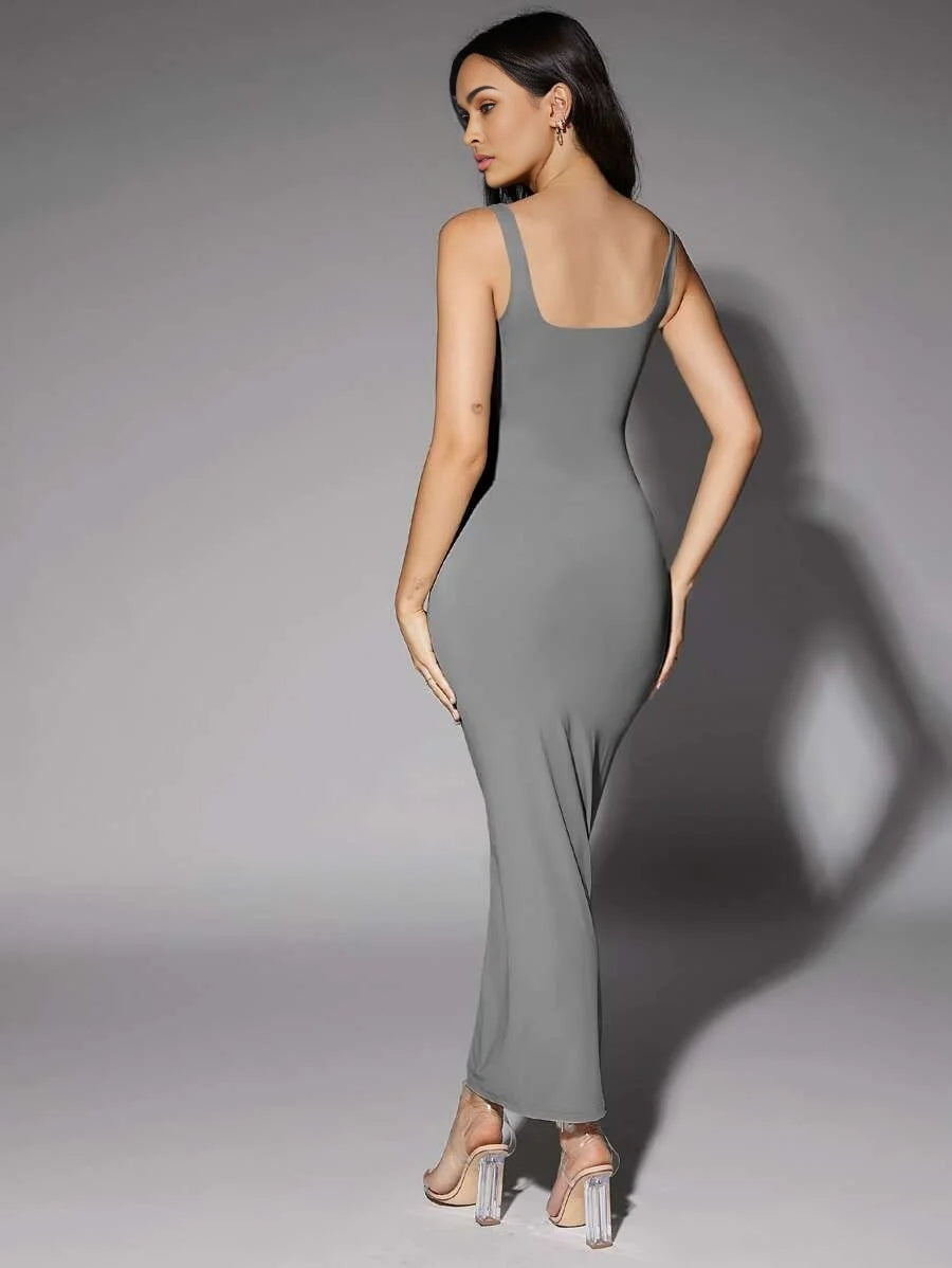 WomenS Square Neckline Bodycon Dress