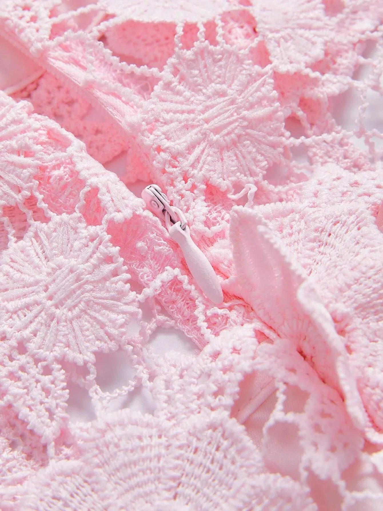 Womens Stand Collar Lantern Sleeve Elegant Floral Decor Waist Cinched Pink Dress