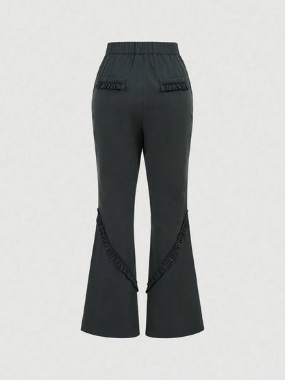 Womens Sweet Ruffle Hem Long Pants Summer