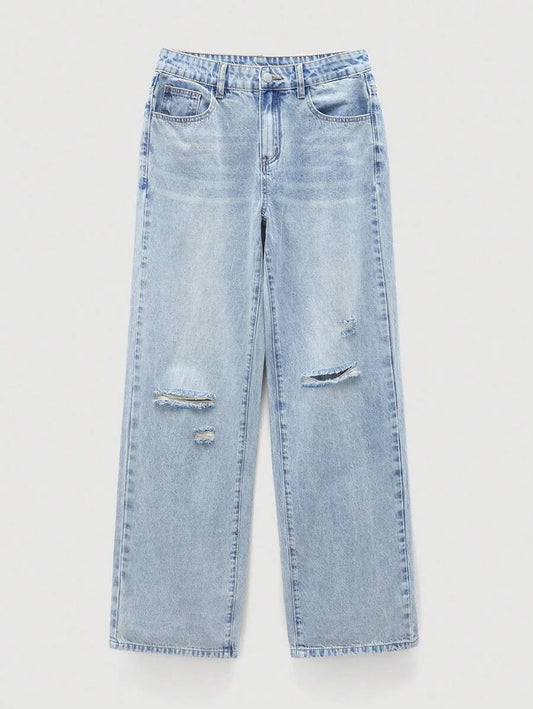 Womens Vintage Blue Denim Loose Pants