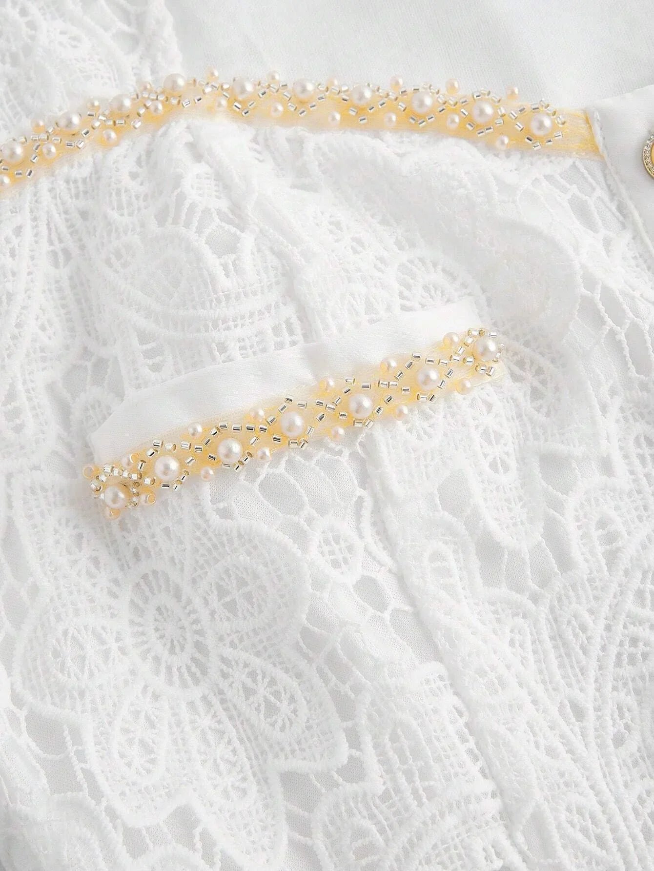 Womens White Delicate Romantic Elegant Waist Slimming French Style Midi Lace Dress For Office