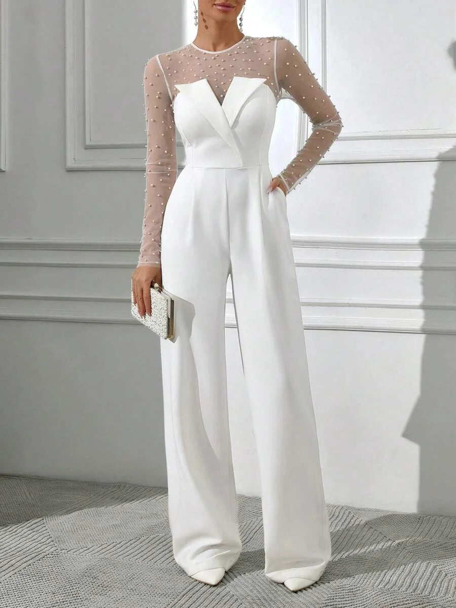 Womens White Summer Elegant Tube Top Draped VNeck Jumpsuit Summer Outfits For Women Elegant