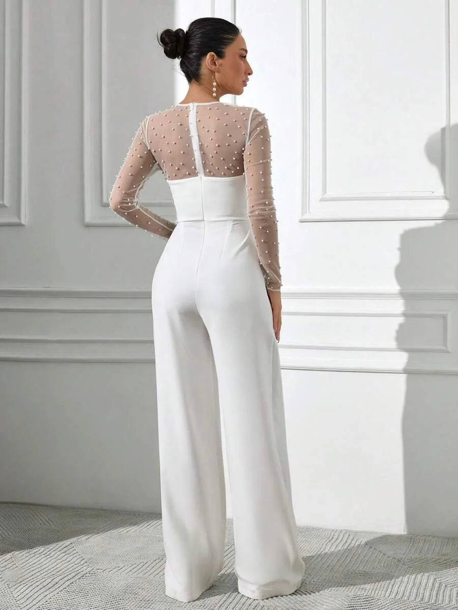 Womens White Summer Elegant Tube Top Draped VNeck Jumpsuit Summer Outfits For Women Elegant