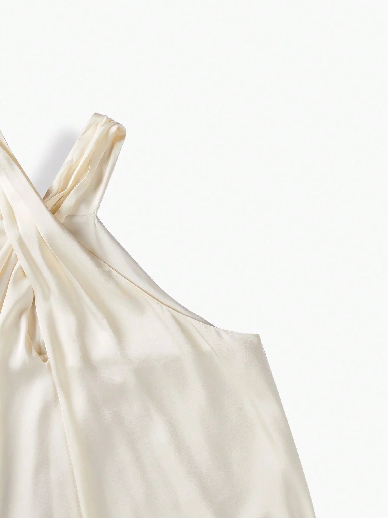 X Nour PREMIUM FRINGE HEM CROSS HALTER DRESS