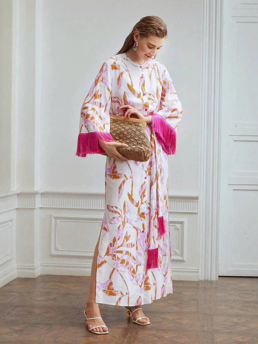 X Nour PREMIUM VISCOSE BLEND BELL SLEEVE DRESS