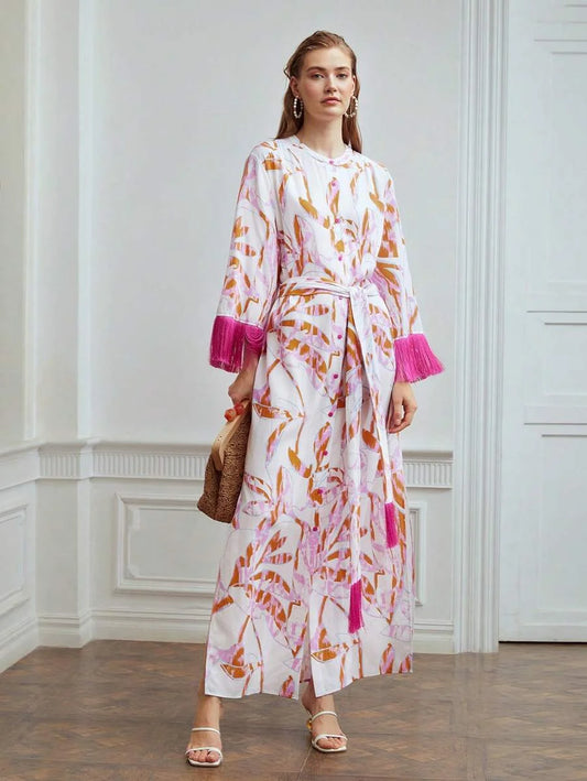 X Nour PREMIUM VISCOSE BLEND BELL SLEEVE DRESS