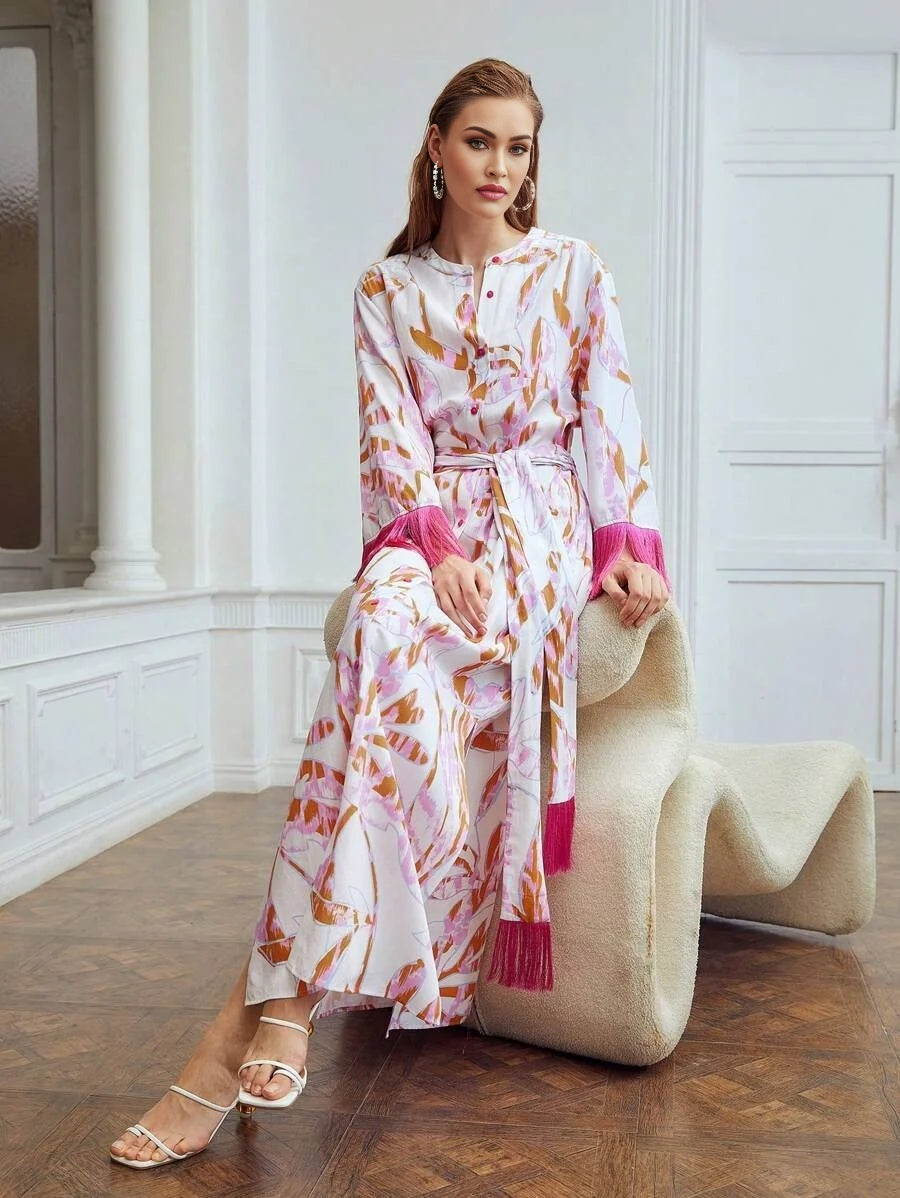 X Nour PREMIUM VISCOSE BLEND BELL SLEEVE DRESS