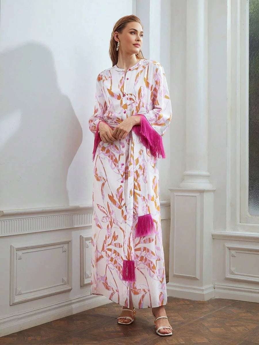 X Nour PREMIUM VISCOSE BLEND BELL SLEEVE DRESS