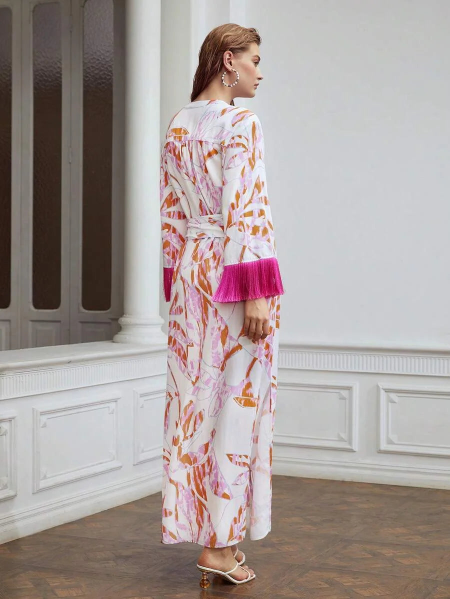 X Nour PREMIUM VISCOSE BLEND BELL SLEEVE DRESS