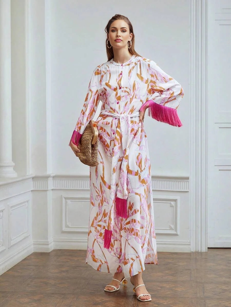 X Nour PREMIUM VISCOSE BLEND BELL SLEEVE DRESS