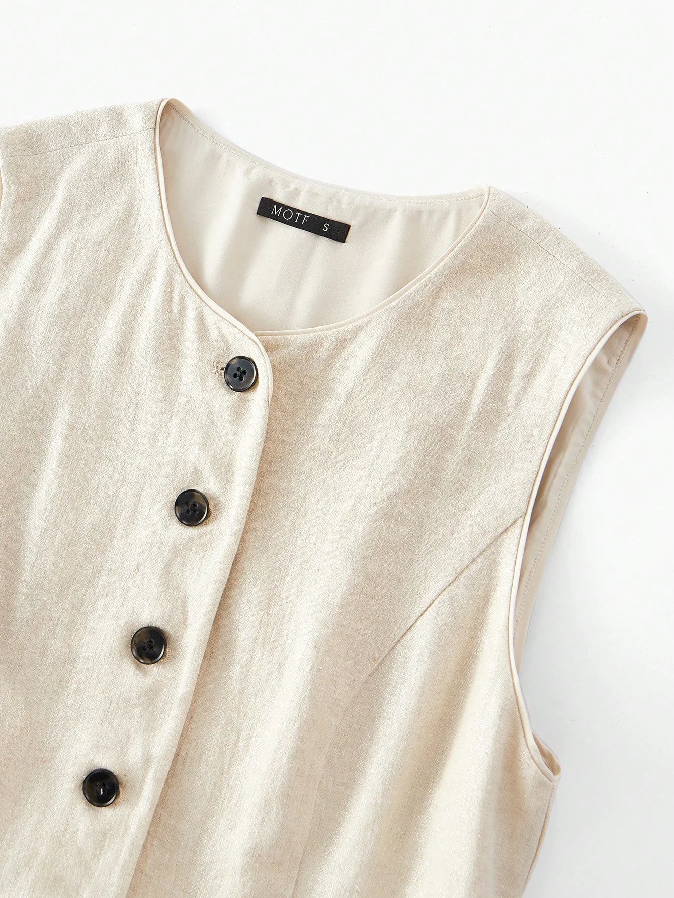 X PRISCILA amp JIMENA MOTF PREMIUM LINEN SINGLE BREASTED WAISTCOAT