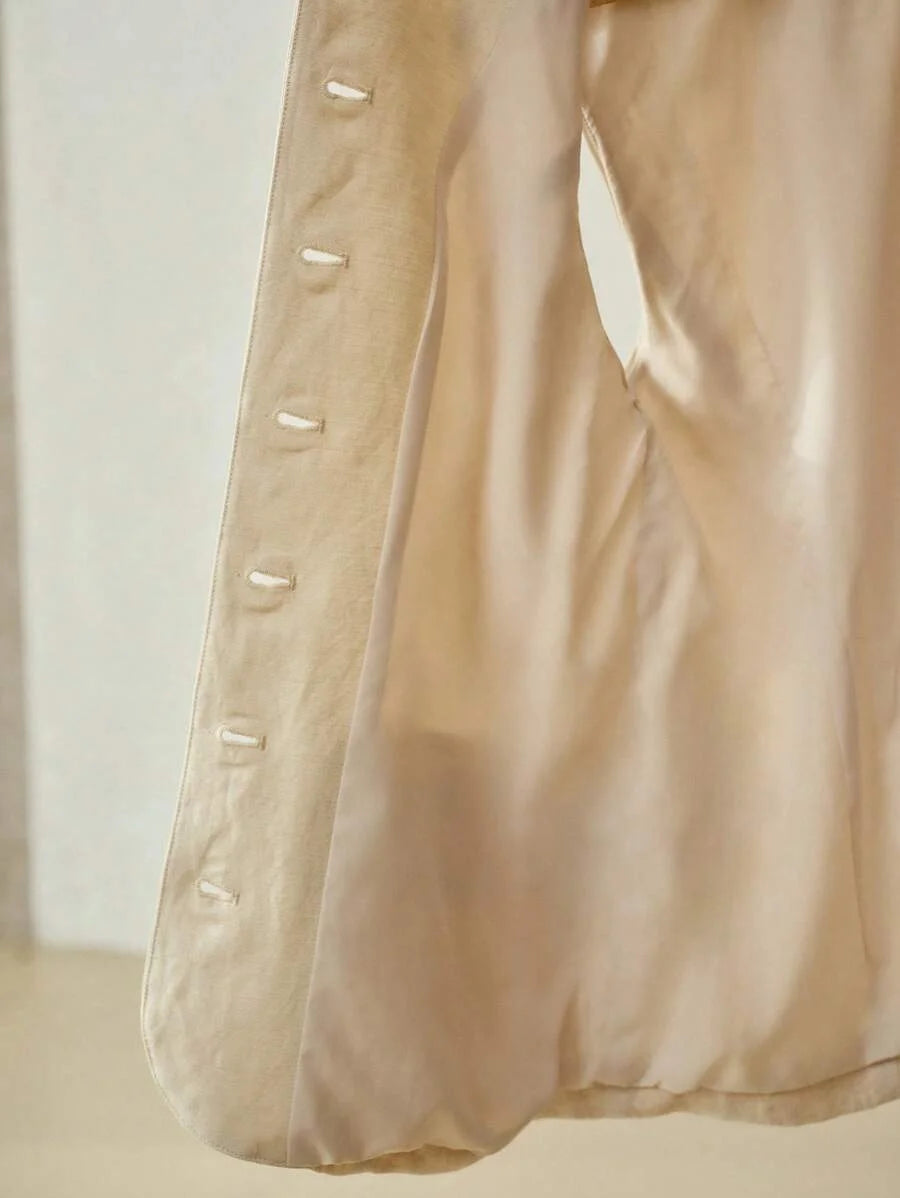 X PRISCILA amp JIMENA MOTF PREMIUM LINEN SINGLE BREASTED WAISTCOAT