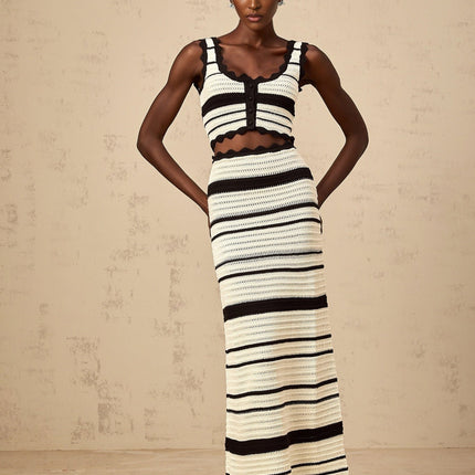 Yasmin White Crochet Knit Vest and Skirt Set
