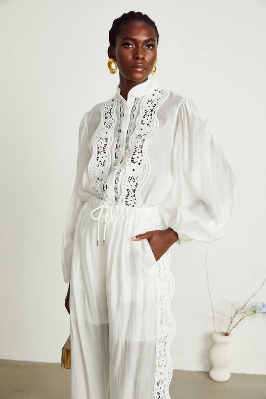 Zuri Shirt & Trousers Lace Set Jacqueline van Hoef