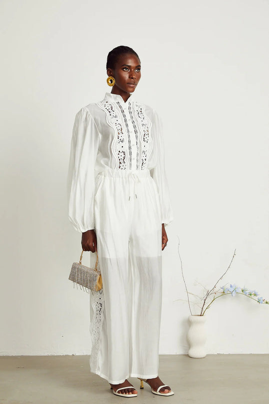 Zuri Shirt & Trousers Lace Set Jacqueline van Hoef