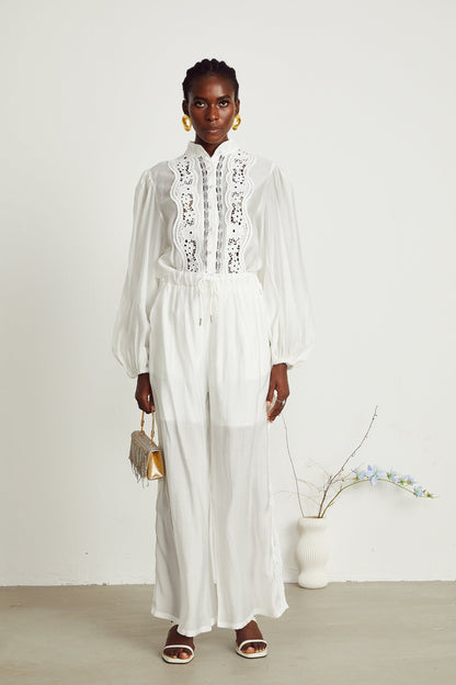 Yasmine semisheer shirt  trousers matching set