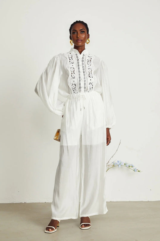 Zuri Shirt & Trousers Lace Set Jacqueline van Hoef