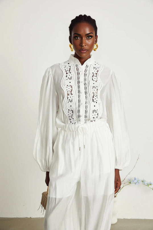 Zuri Shirt & Trousers Lace Set Jacqueline van Hoef