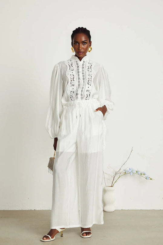Zuri Shirt & Trousers Lace Set Jacqueline van Hoef