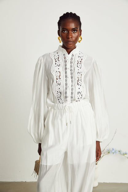 Yasmine semisheer shirt  trousers matching set