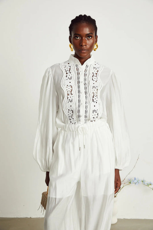Zuri Shirt & Trousers Lace Set Jacqueline van Hoef