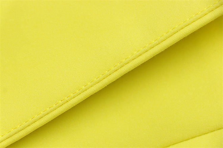 Yellow double-breasted blazer with silver buttons