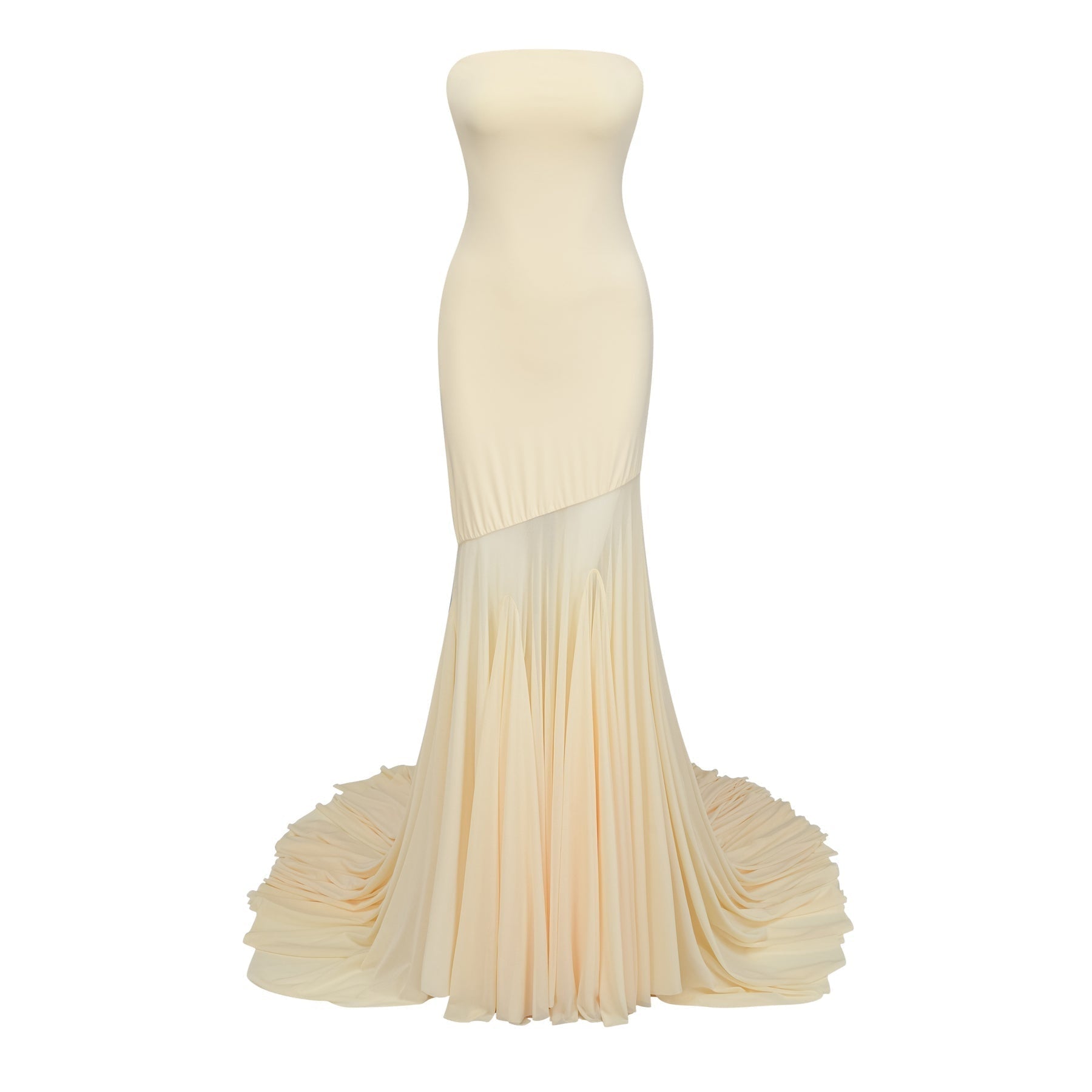 Yellow off the shoulder tulle pleated maxi dress