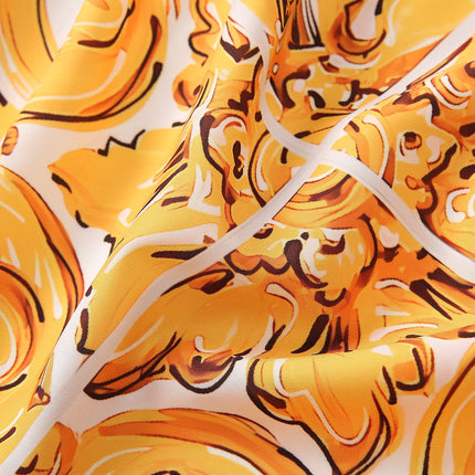 Bright Yellow and White Baroque Halter Neck Dress