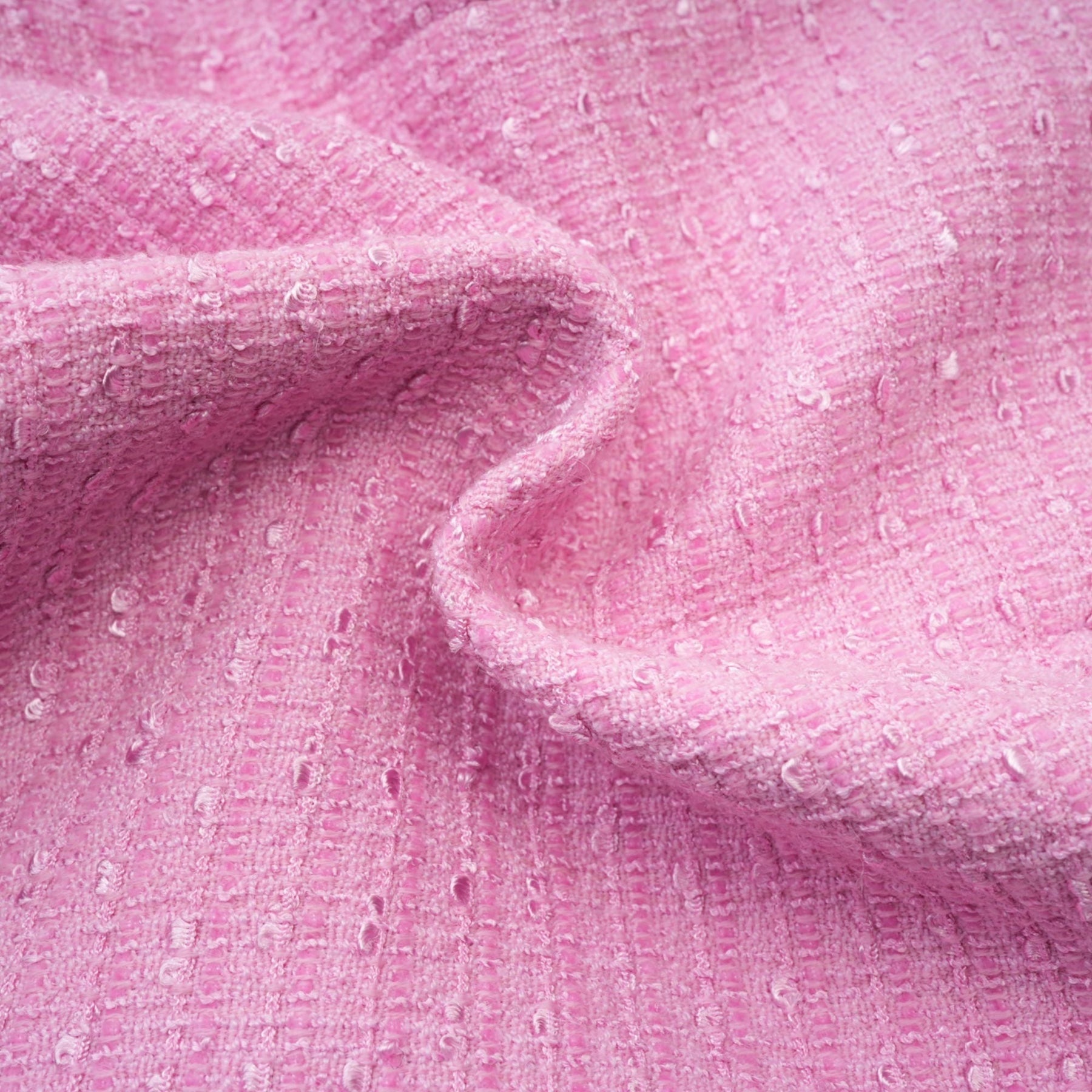 Pink dress with vshaped collar fulllength sleeves front button closures and fitted waist
