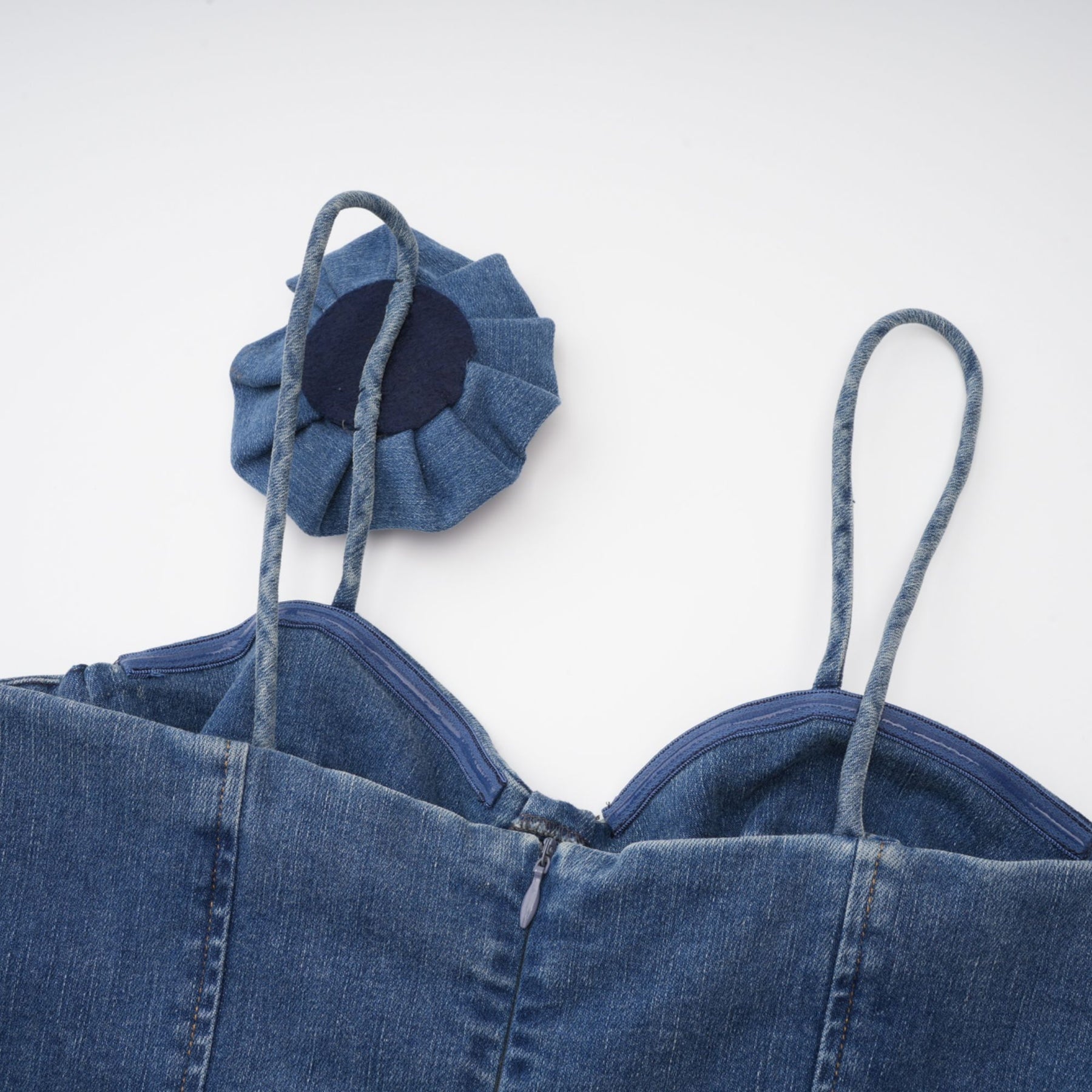 Yvette floralappliqué denim mini dress