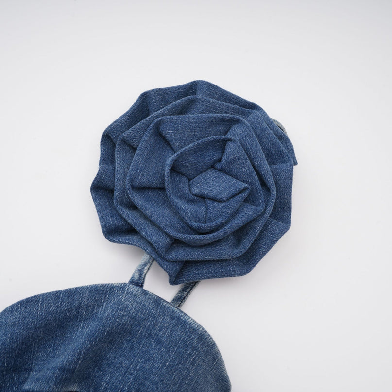 Yvette floralappliqué denim mini dress