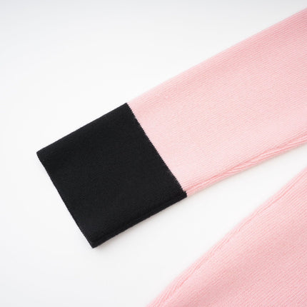 Yvette Pink Black Button Knit Thigh Length Dress