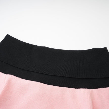 Yvette Pink Black Button Knit Thigh Length Mini Dress