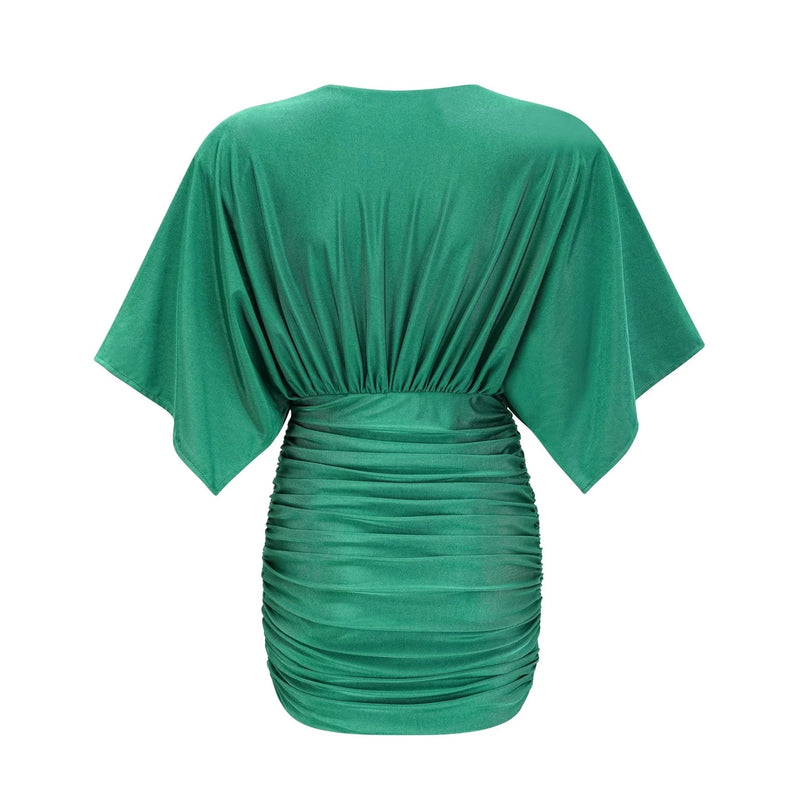 Yvette ruched Vneck mini dress