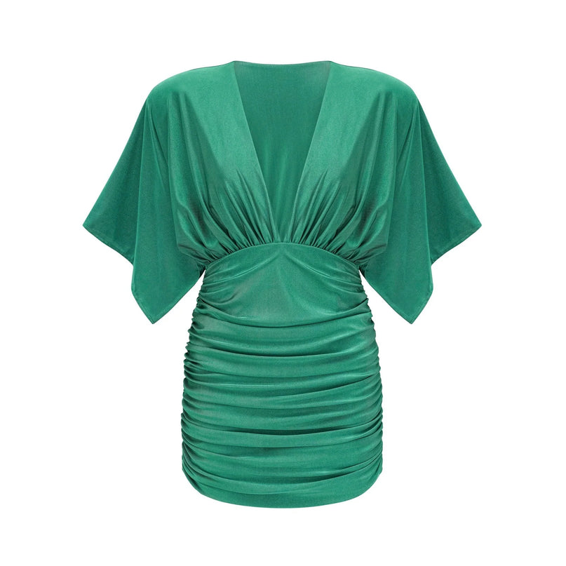Yvette ruched Vneck mini dress