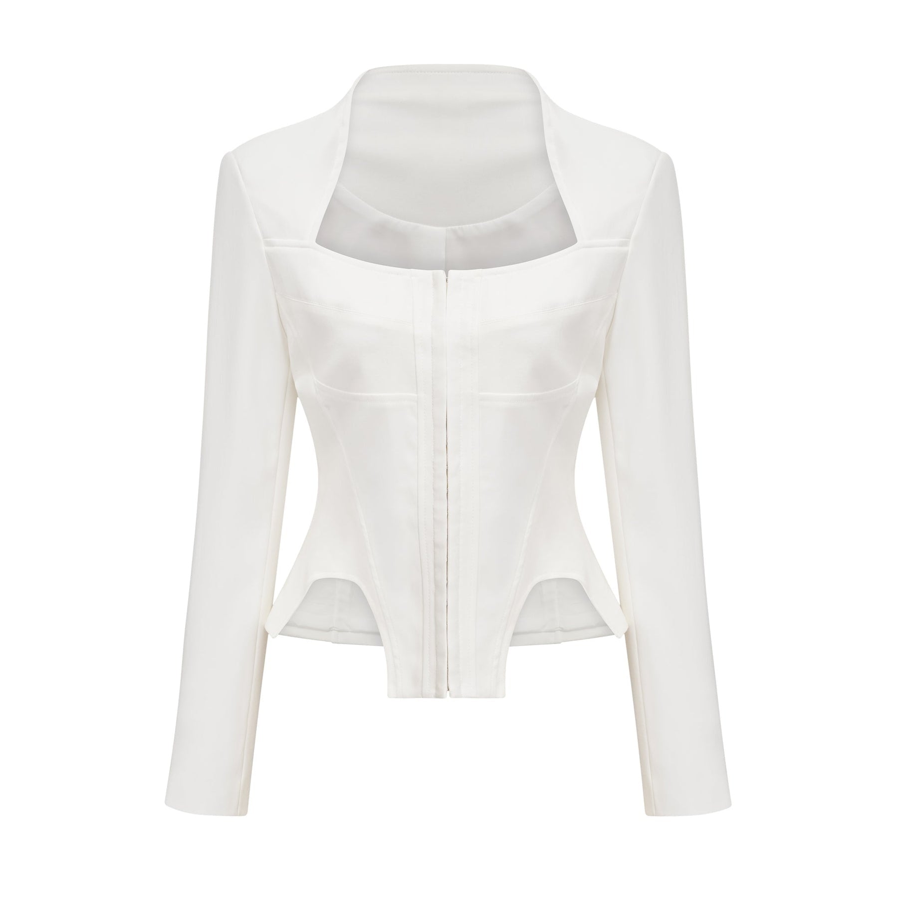 Yvette white longsleeved corset top