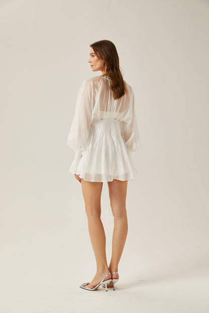 Yvonne Vneck fronttie semisheer mini dress
