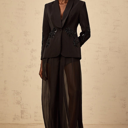 Zaira Black Sequin Blazer Trousers Set