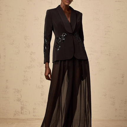 Zaira Black Sequin Embellished Blazer Trousers Set