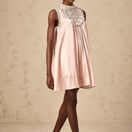 Zaira Pink Sequin Crystal Mini Dress