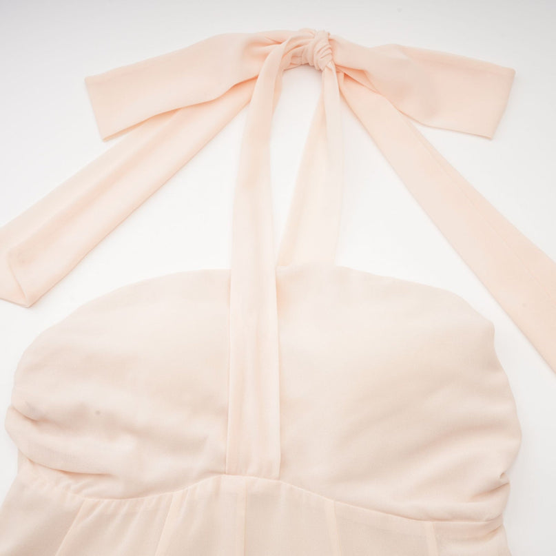 Zara Neutrals Mini Dress with Wrapped Bustier Design Pleated Skirt and Cut-Out Detail