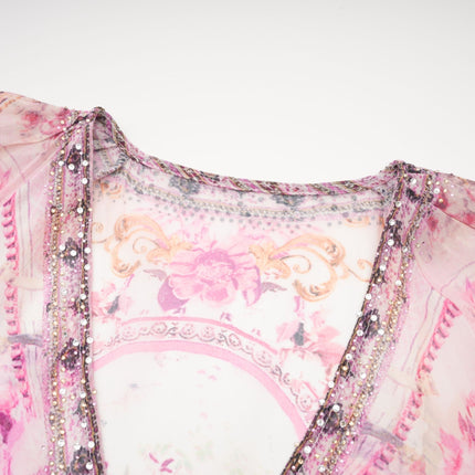 Zara Pink Crystal Embellished Silk Mini Dress